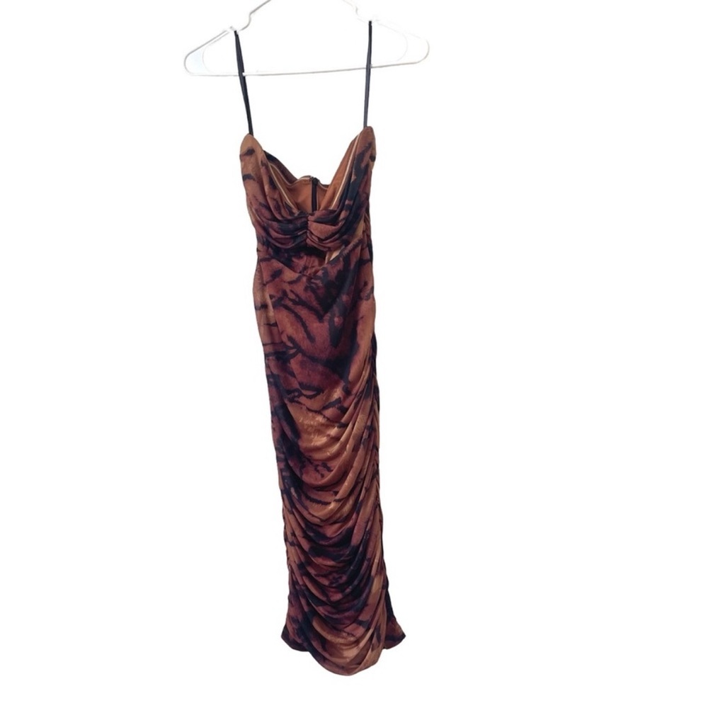 Camila Coelho Brown Tiger-Print Strapless Maxi Dress - Picture 2 of 5